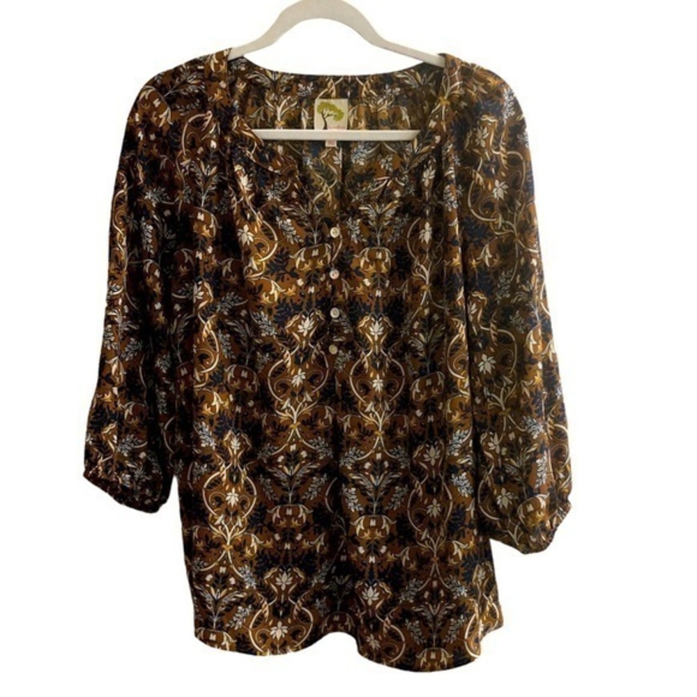 Anthropologie x Fig and Flower Boho Peasant Blouse Size 1x‎ - Picture 2 of 7